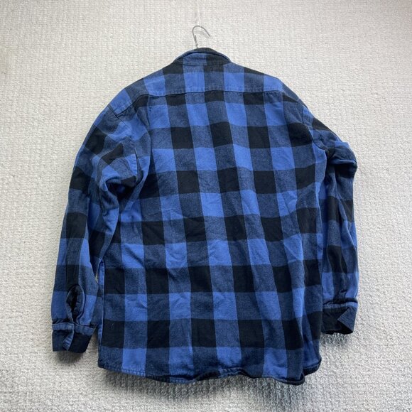 Big Bill Men’s L Plaid Brawny Blue Work Flannel Shirt Heavyweight Made In USA ** - Picture 11 of 16